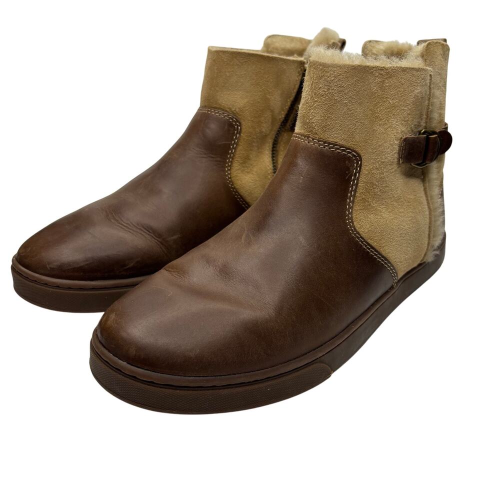 OluKai Pehuea Hulu Women’s Shearling Lined Leather Ankle Boots Brown Size 11 - Picture 4 of 13